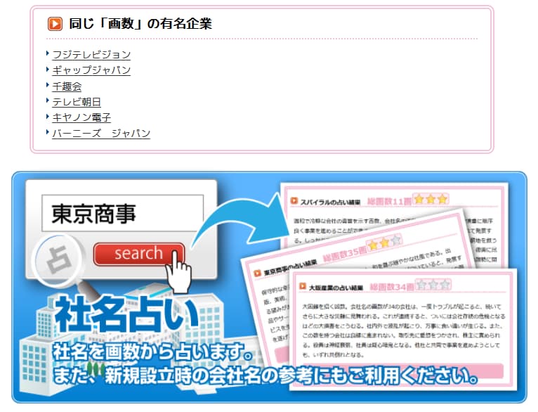同じ画数の有名企業