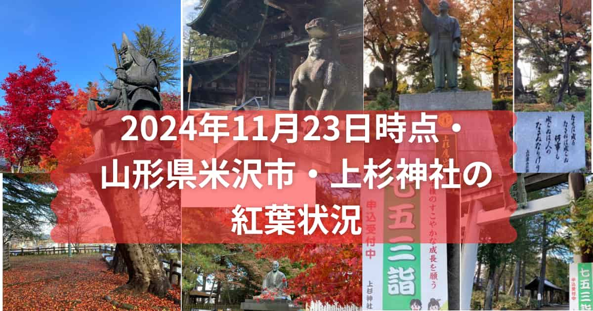 2024年11月23日時点・山形県米沢市・上杉神社の紅葉状況を伝えるメイン画像