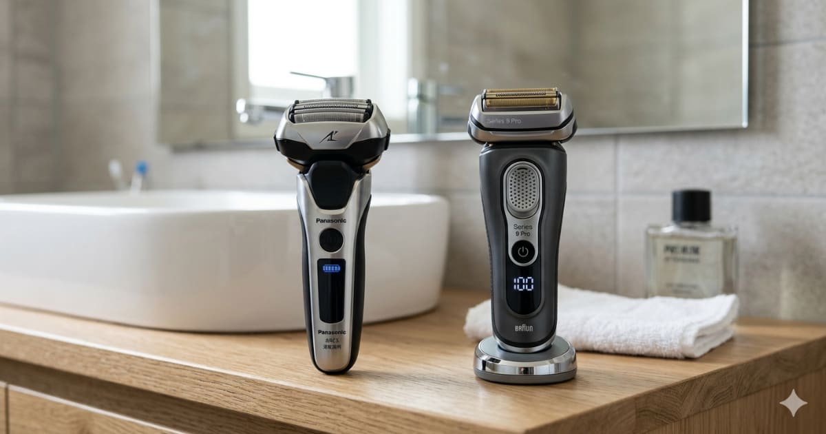 ブラウン製とパナソニック製の電気シェーバーを比較するアイキャッチ画像